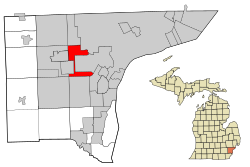 Wayne County Michigan Incorporated and Unincorporated areas Dearborn Heights highlighted